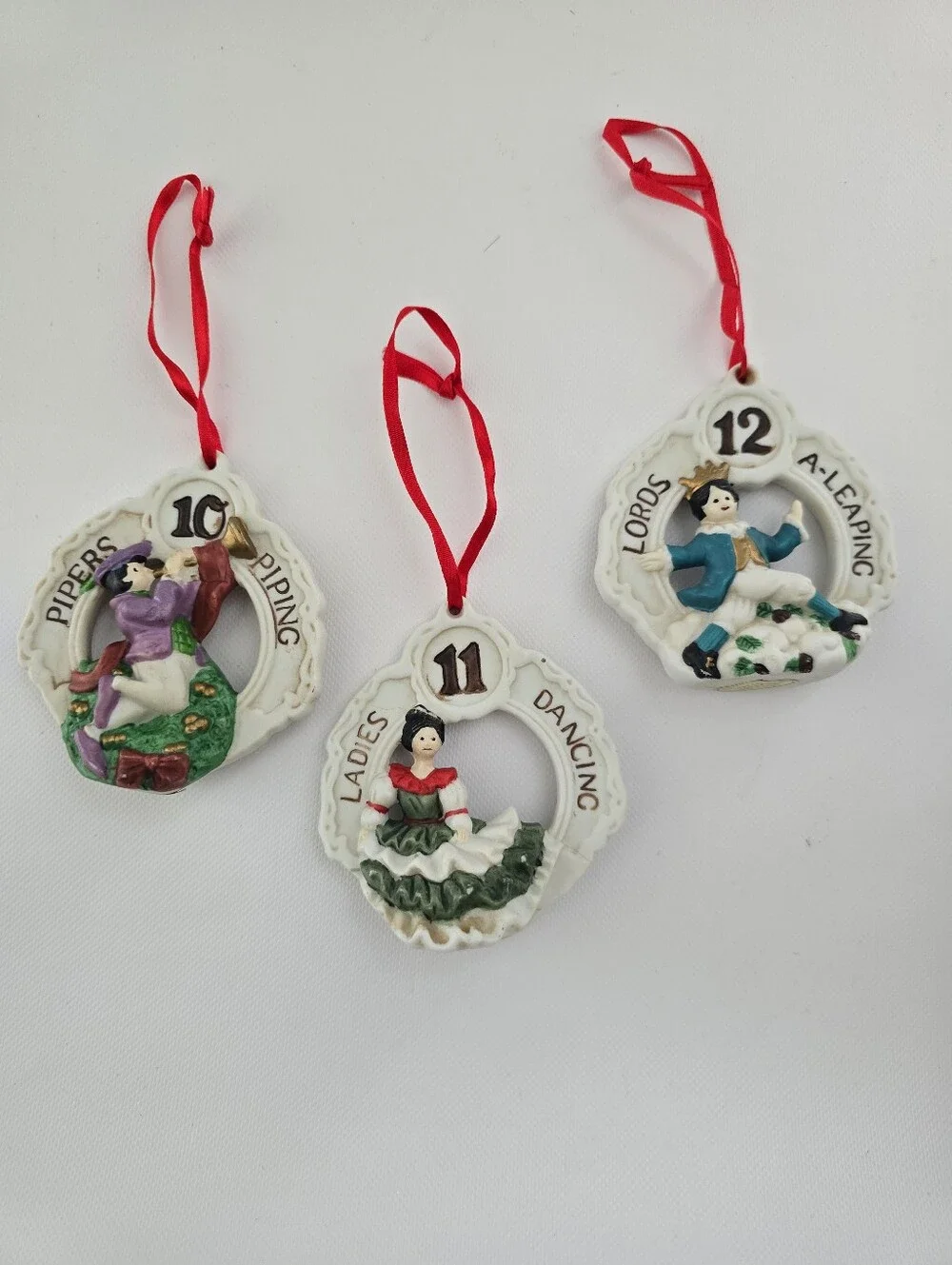 Vintage Breckenridge Holidays Twelve Days of Christmas Porcelain Ornament Set 12